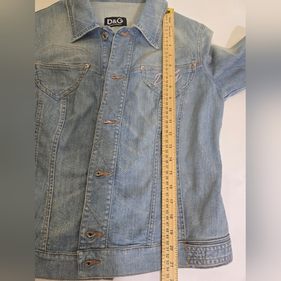D&G Women's Light Blue Denim Jacket Dolce Gabbana Large Hearts 10 Y2K - Picture 13 of 16